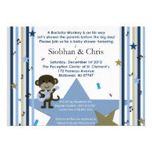 Invitation de baby shower de Rockstar de singe