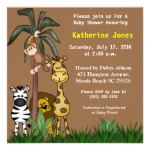 Invitation de baby shower de safari