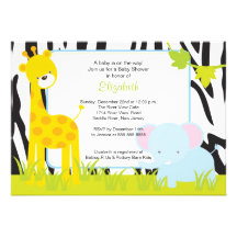 Invitation de baby shower de safari d'animaux de j