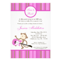 invitation de baby shower de singe de rocker punk 