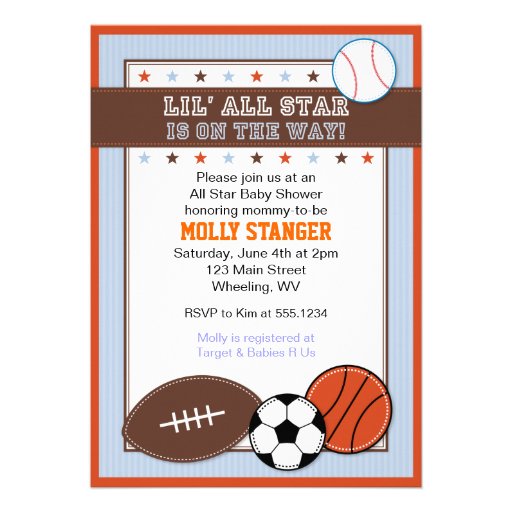 Invitation de baby shower de sport d'All Star