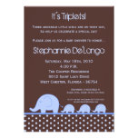 invitation de baby shower d'éléphant de triplets d