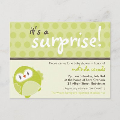  Baby Shower Invitations on Invitation De Baby Shower     Hibou 2 De Surprise Carte Postale Par