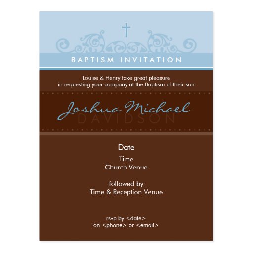 INVITATION DE BAPTÊME : : 3 élégants Cartes Postales