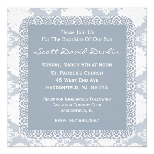 Invitation de baptême/baptême pour le garçon