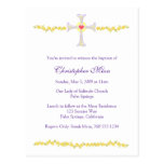 Invitation de baptême, croix avec le coeur cartes postales