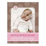 INVITATION DE BAPTÊME : : point de polka - rose Cartes Postales