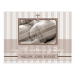 INVITATION DE BAPTÊME : : rayure élégante 2 Cartes Postales
