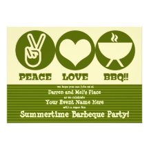 Invitation de barbecue d'amour de paix