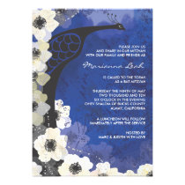 Invitation de bat mitzvah de fleurs de paon et d'a invitations