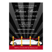 Invitation de bat mitzvah de limousine de tapis ro