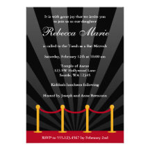 Invitation de bat mitzvah de tapis rouge de Hollyw