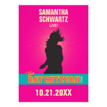 Invitation de bat mitzvah de vedette du rock, rose