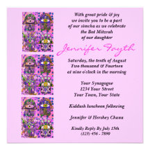 Invitation de bat mitzvah - Hamsa (carré)