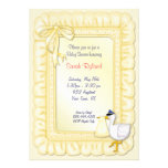 Invitation de bébé de cigogne - jaune