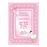 Invitation de bébé de cigogne - rose