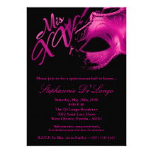 invitation de boule de Quinceanera du masque 15 de