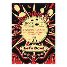 Invitation de bowling de partie de dames de rockab