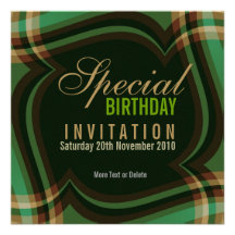 Invitation de carré de tartan d'or vert
