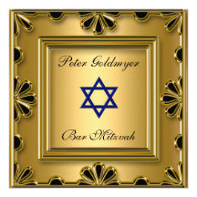 Invitation de cérémonie d'or de Mitzvah de barre