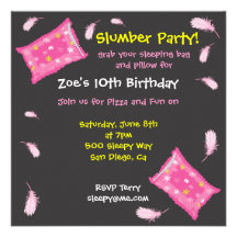 Invitation de combat de coussin de soirée pyjamas