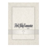 Invitation de communion de filles de damassé premi