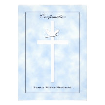 Invitation de confirmation - colombe et croix sur 