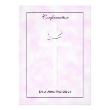 Invitation de confirmation - colombe et croix sur 