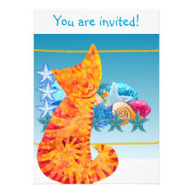 Invitation de coquillage de Kitty de rayon de sole