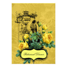 Invitation de dîner de répétition de roses jaunes
