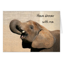 Invitation de dîner d'éléphant carte de vœux