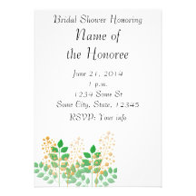 Invitation de douche de fleurs et de feuille de ja