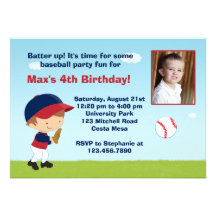 Invitation de fête d'anniversaire de base-ball