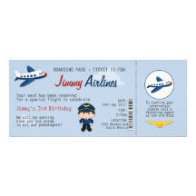 Invitation de fête d'anniversaire de billet d'avio