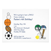 Invitation de fête d'anniversaire de boules de spo