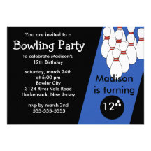 Invitation de fête d'anniversaire de bowling