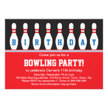 Invitation de fête d'anniversaire de bowling avec 