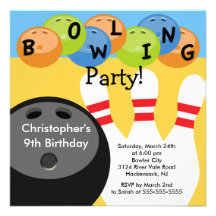 Invitation de fête d'anniversaire de bowling rétro