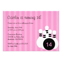 Invitation de fête d'anniversaire de bowling - ros