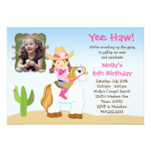Invitation de fête d'anniversaire de cheval de cow
