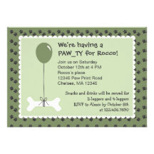Invitation de fête d'anniversaire de chien d'os et