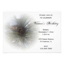Invitation de fête d'anniversaire de cônes de pin