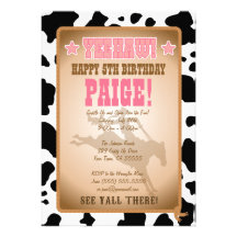 Invitation de fête d'anniversaire de cow-girl