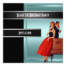 Invitation de fête d'anniversaire de cravate noire