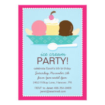 Invitation de fête d'anniversaire de crème glacée
