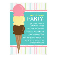 Invitation de fête d'anniversaire de crème glacée