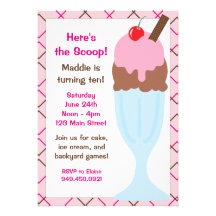 Invitation de fête d'anniversaire de crème glacée