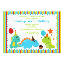 Invitation de fête d'anniversaire de dinosaures d'