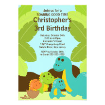 Invitation de fête d'anniversaire de dinosaures d'