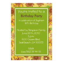 Invitation de fête d'anniversaire de fleurs